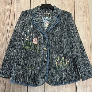 Joe Browns Womens Tweed Floral Embroidered blazer Jacket size 18